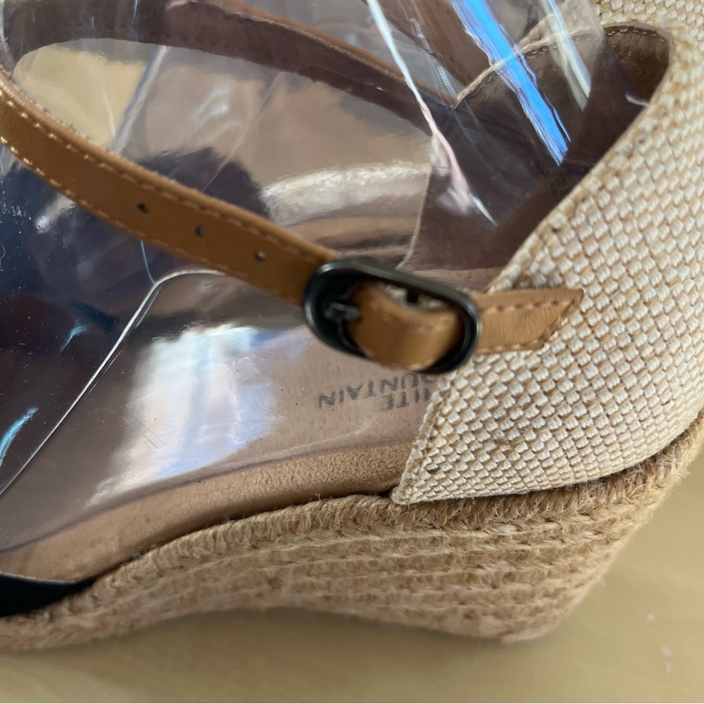 White Mountain Wedge Espadrille Ankle-Strap Sandals - Black/Tan - Picture 6 of 10